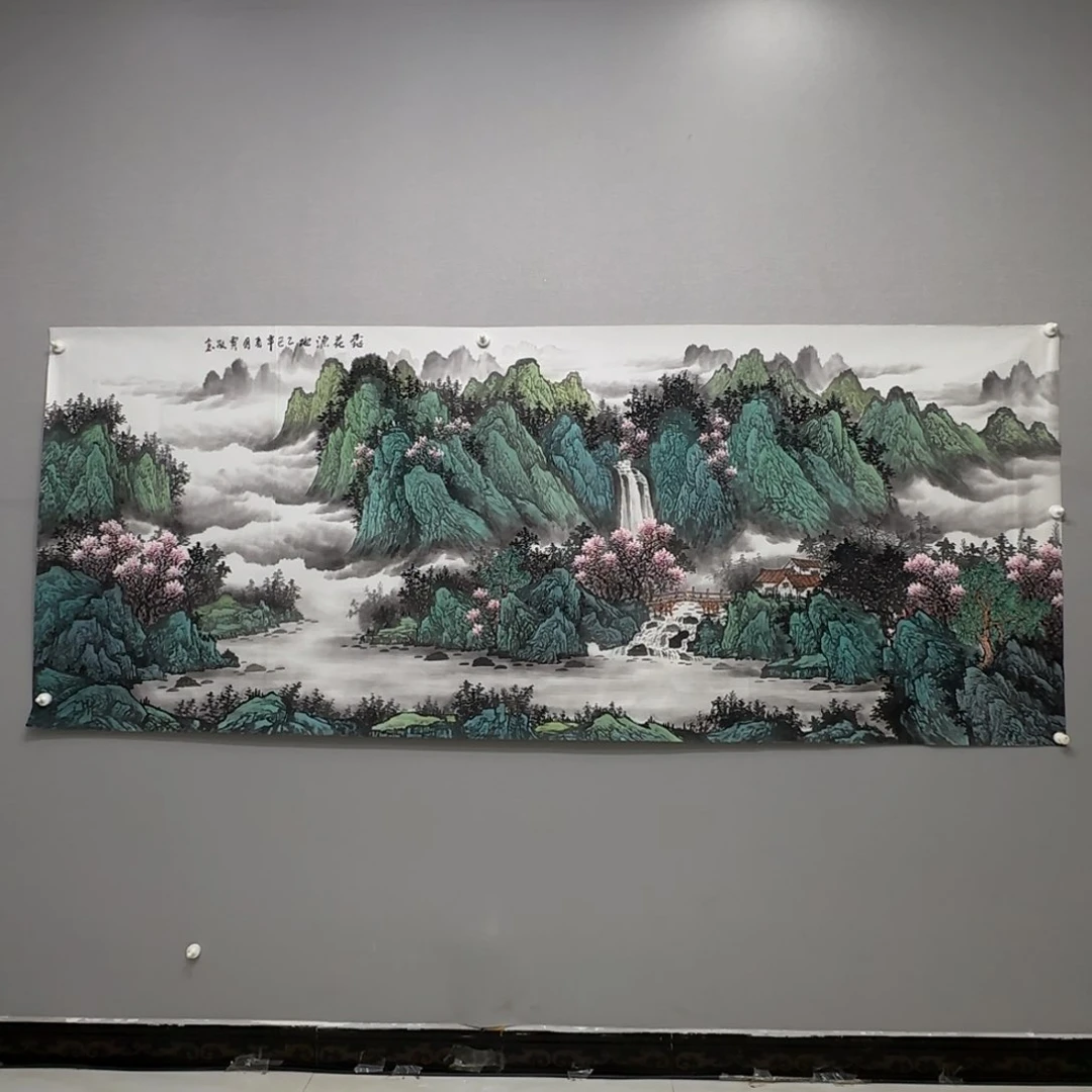 国画横幅八尺精品桃花源贾敏