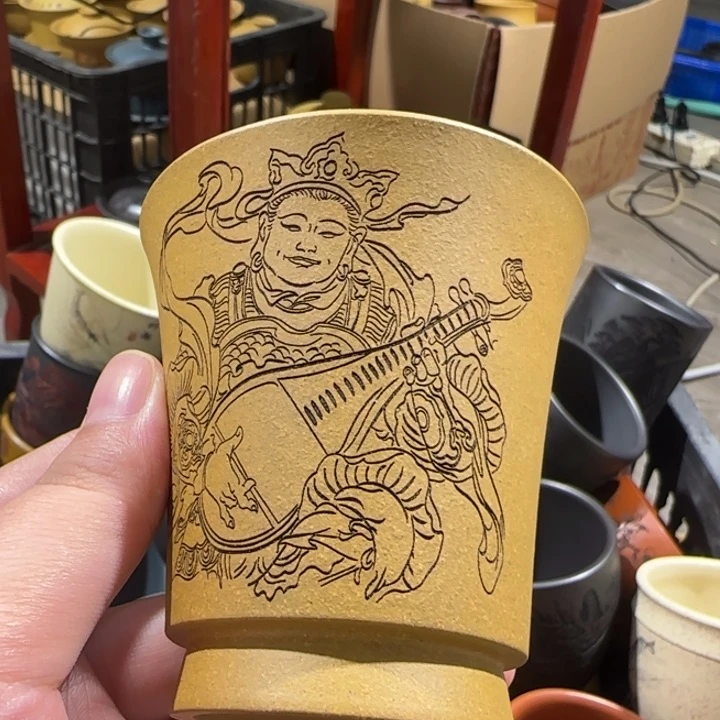 茶杯绿泥全手工紫砂