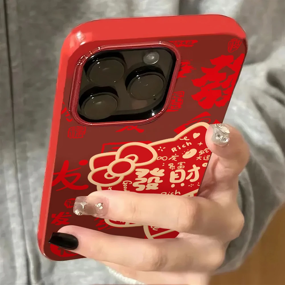 雅天立新年款发财kt猫地适用iPhone16苹果手机壳15pro卡通12/13软