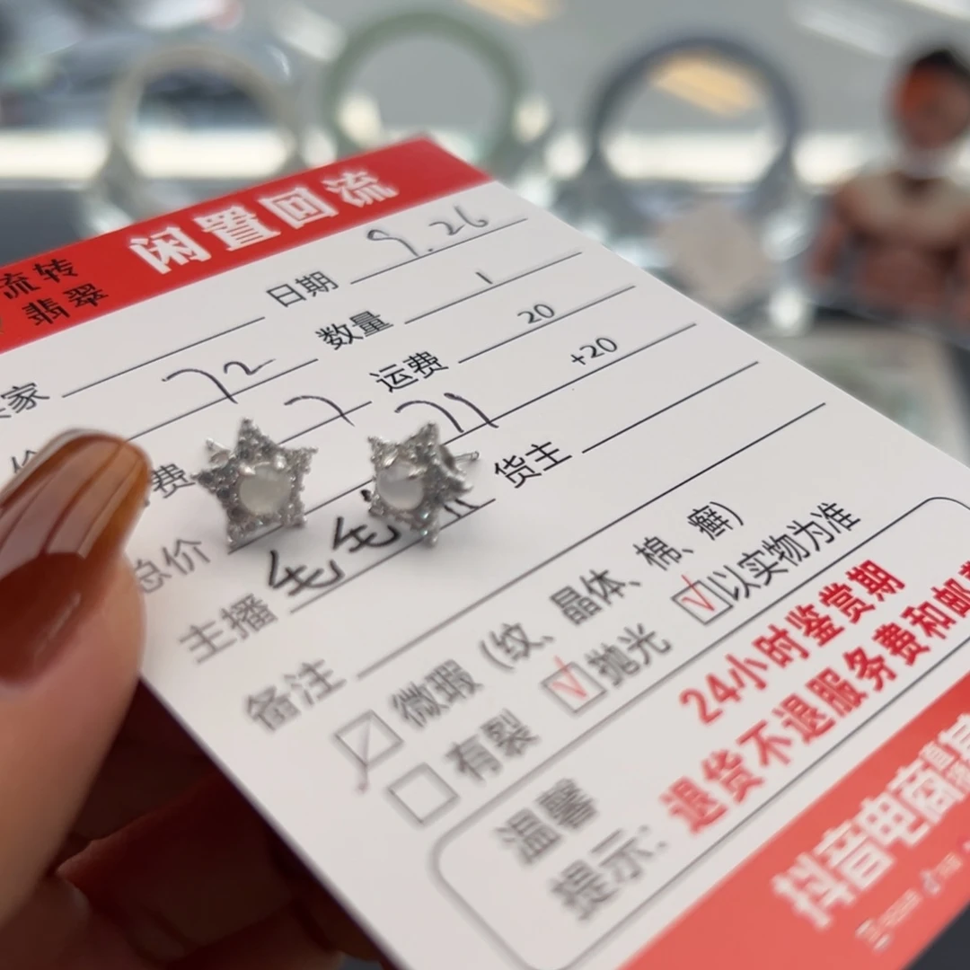 银S925镶嵌翡翠耳饰
