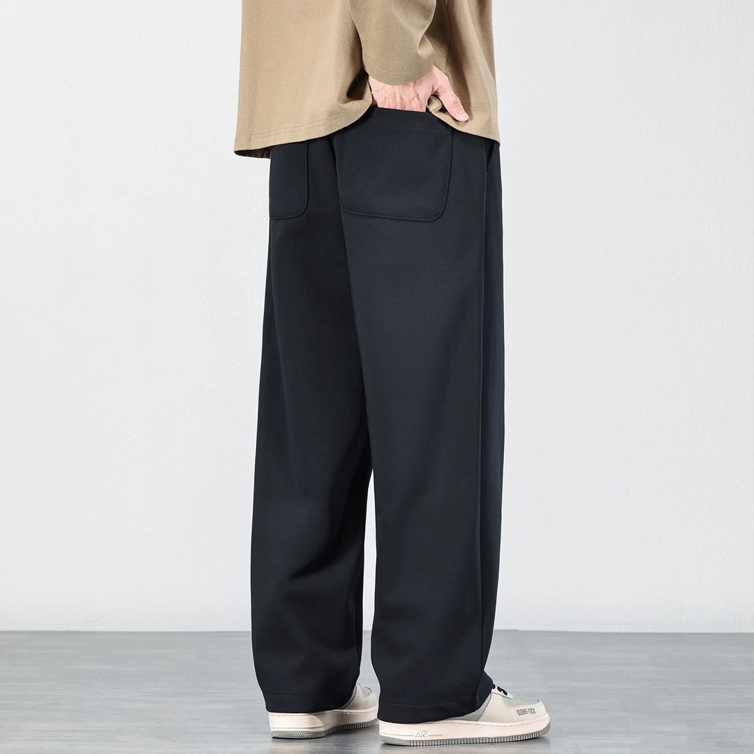 黑色直筒舒适休闲裤男士秋冬季新款高级垂感宽松百搭运动长裤子潮