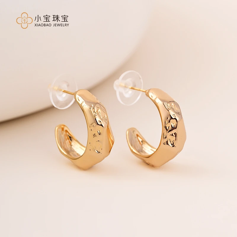 合金耳饰 【小宝珠宝】XB1698-瑞丽风通勤气质耳钉-9*22mm（商城）