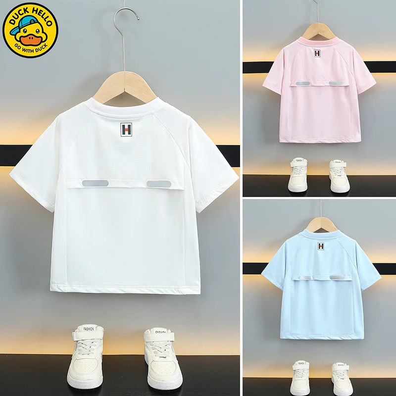 【冰丝速干】25夏季新款男女童运动风时尚打孔透气T恤