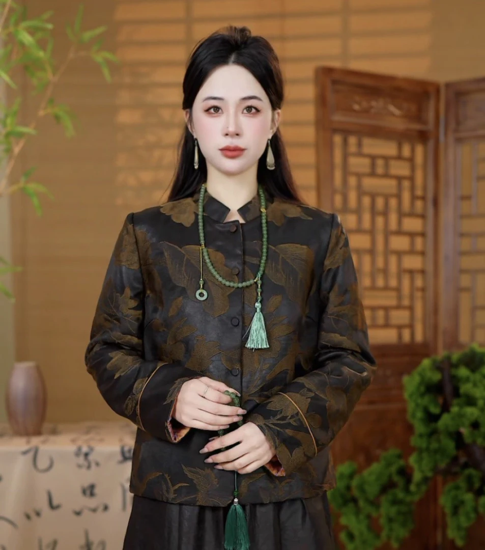 李 新中式国风 1265256  时尚百搭湖丝龙贡缎 冬款棉服 外套 M 60