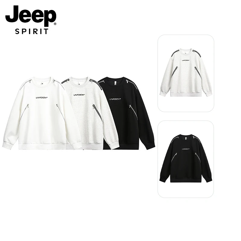 时尚男JEEPSPIRIT设计长袖T恤男美式潮牌高街痞帅情侣小众感上衣