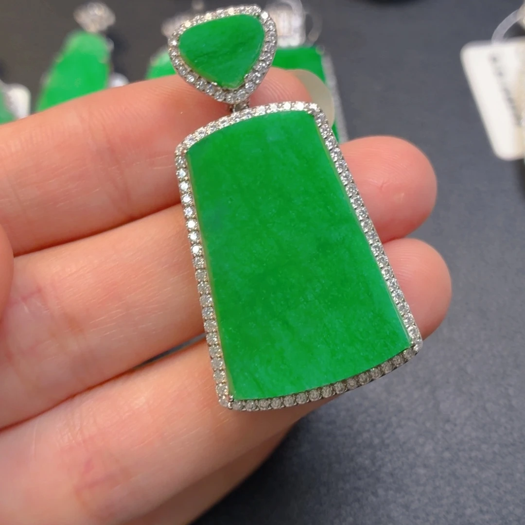 翡翠银S925镶嵌吊坠(不含链)