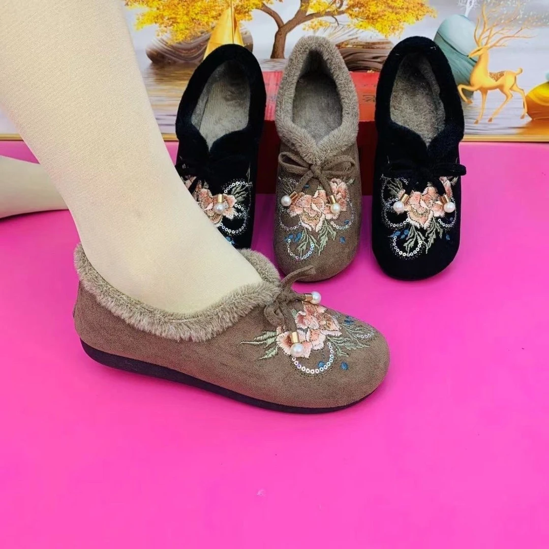 冬季新款2025老北京棉鞋女时尚休闲耐磨女棉鞋中老年人妈妈棉鞋