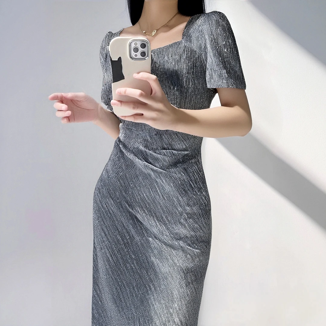 B2025年新款高级感设计感收腰显瘦小个子包臀连衣裙女长裙D1592
