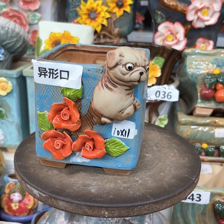 紫砂花盆粗陶材质多肉花盆