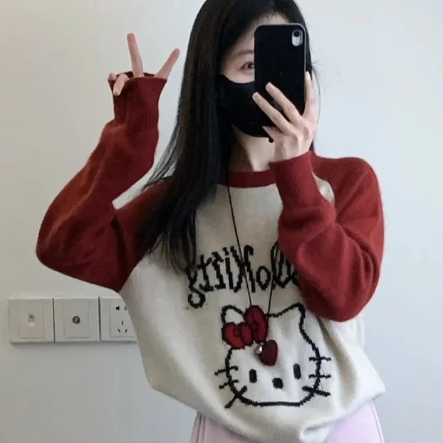 E'VAN【机器猫】浣熊绒圆领套头针织衫-不能机洗