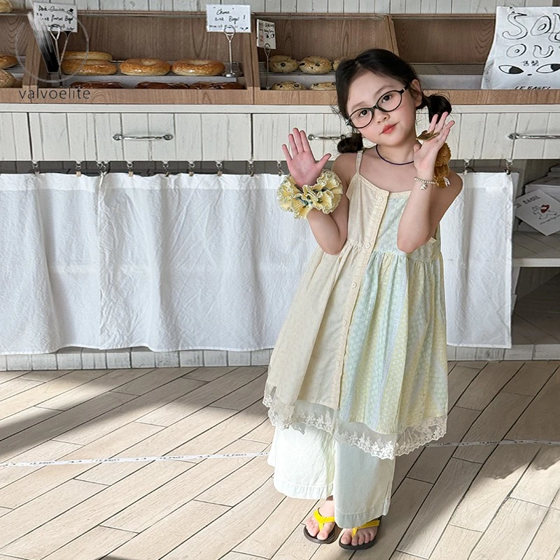 VALVOELITE女童连衣裙夏季新款儿童小女孩超好看吊带公主裙洋气儿