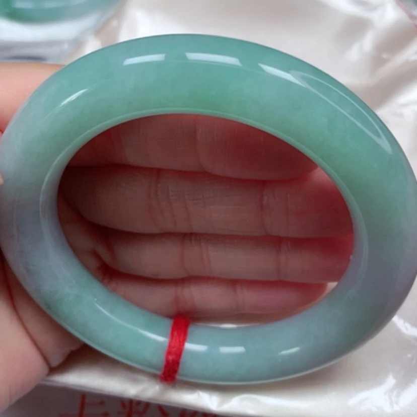 【闪购商品】翡翠手镯（圆镯）未镶嵌冰胶果绿圆条手镯545455圈9号