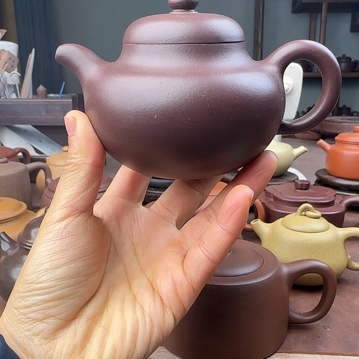 茶杯紫砂宜兴紫砂柿圆茶壶