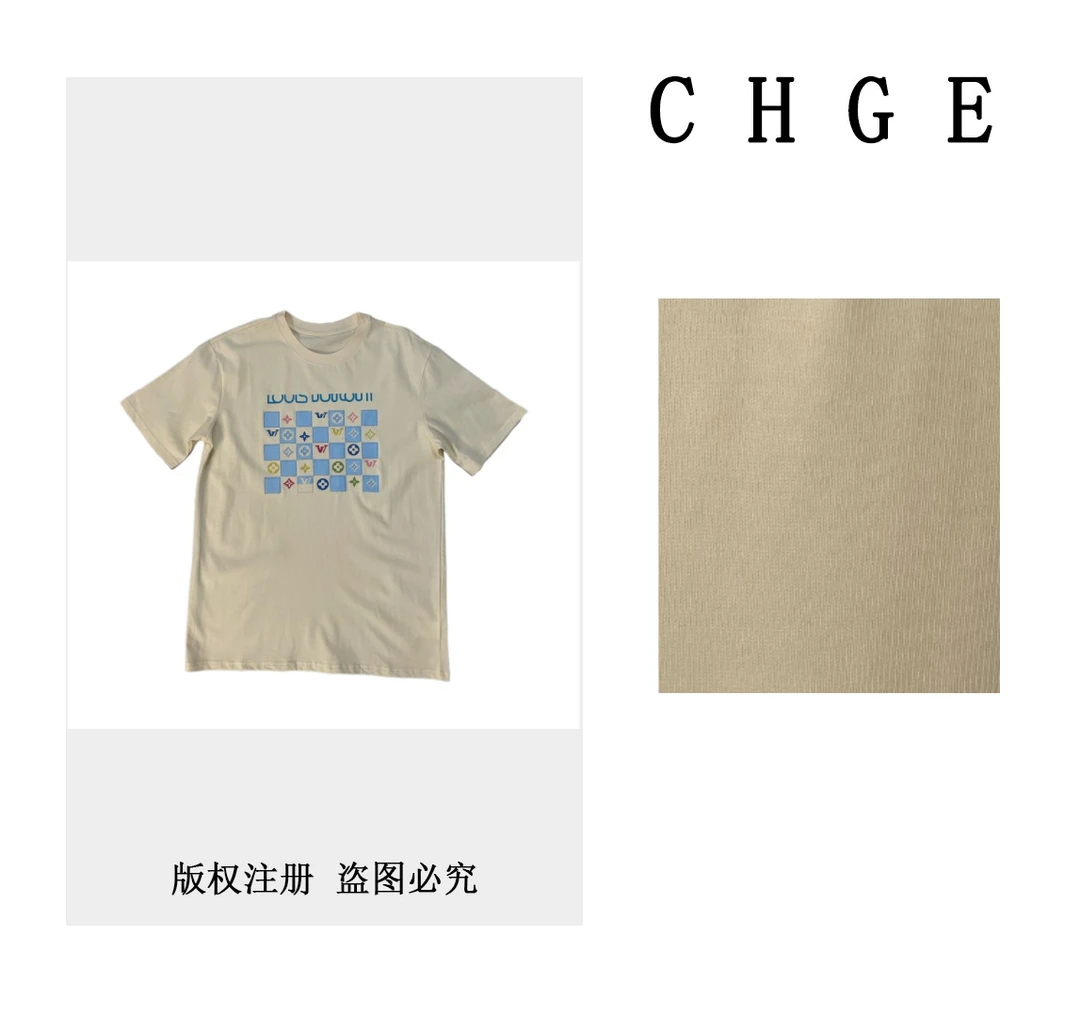 【高奢出口转内销】短袖圆领设计印花T恤夏季时尚透气---LT081