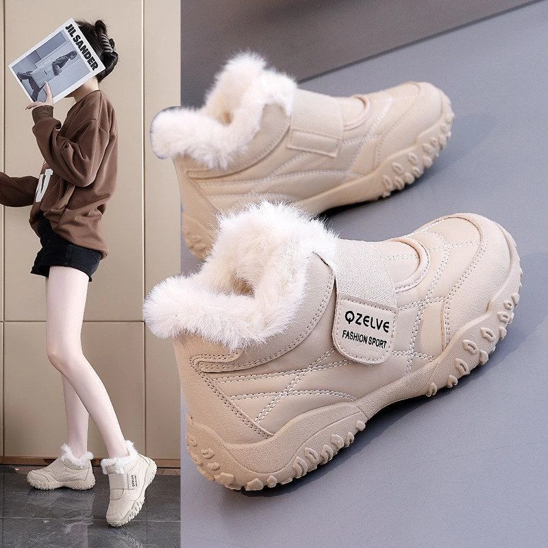 复古德训鞋女款2025冬季新款爆款加绒高帮魔术贴运动休闲鞋K18-2