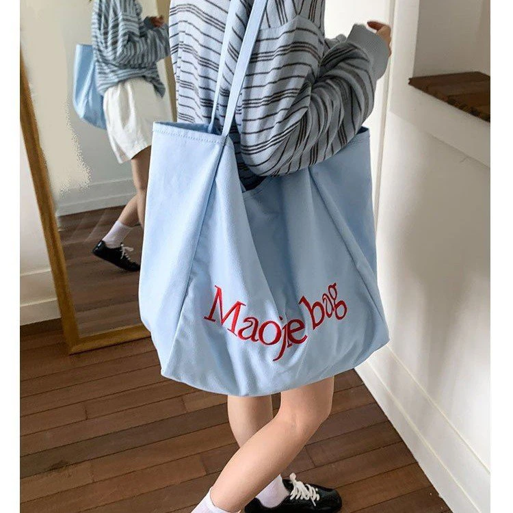 韩系慵懒风字母单肩帆布包包女新款大容量休闲百搭通勤购物袋319