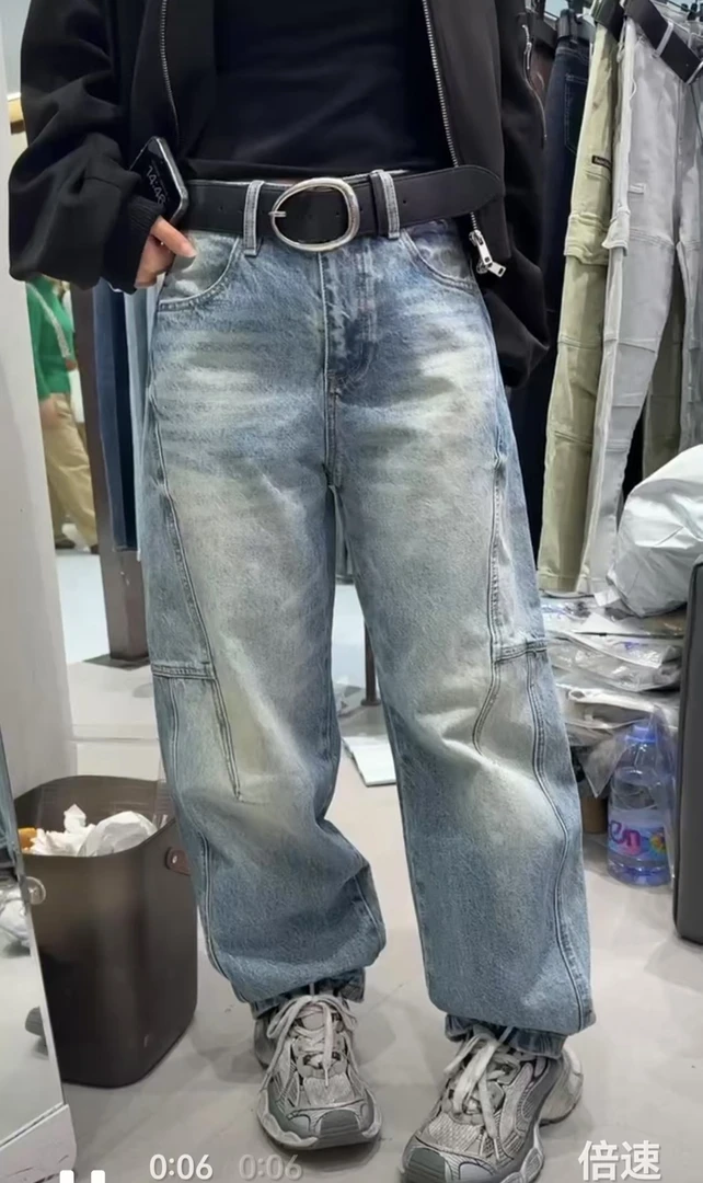 棉叙布衣分享欧版005春设计款休闲牛仔裤