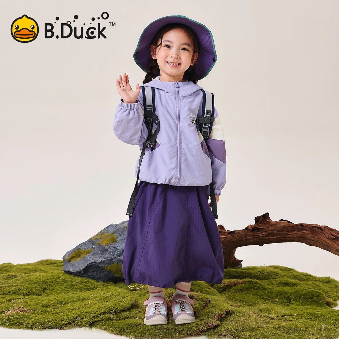 B.DUCK小黄鸭童装外穿卡通外套秋冬款女宝宝风衣双层男童洋气外搭