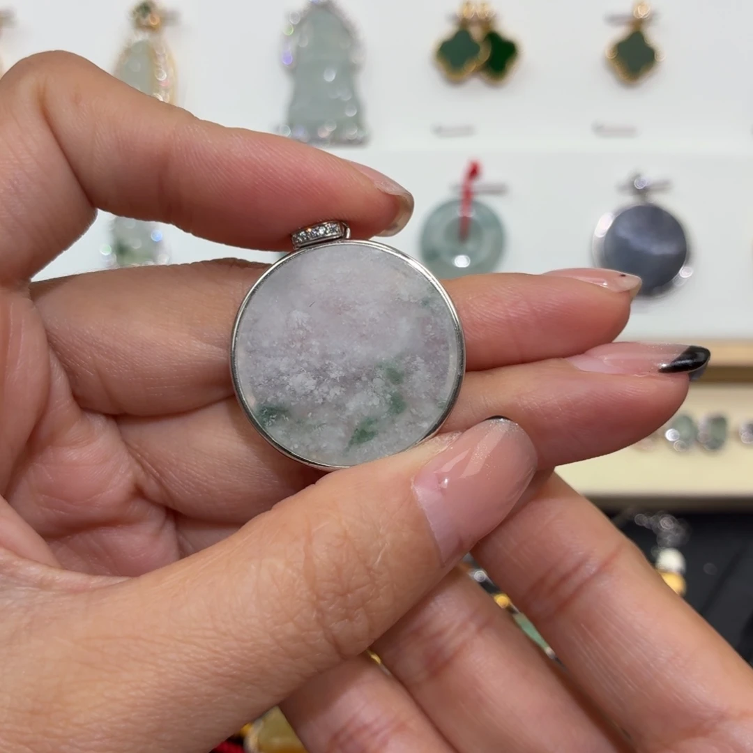 翡翠银S925镶嵌颈饰吊坠