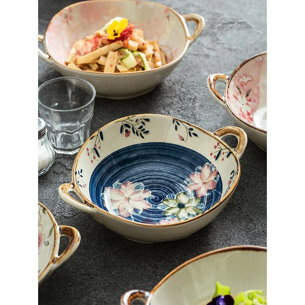 IKEA双耳汤碗日式碗家用新款覆古精致高级感高颜值创意网红陶瓷甜