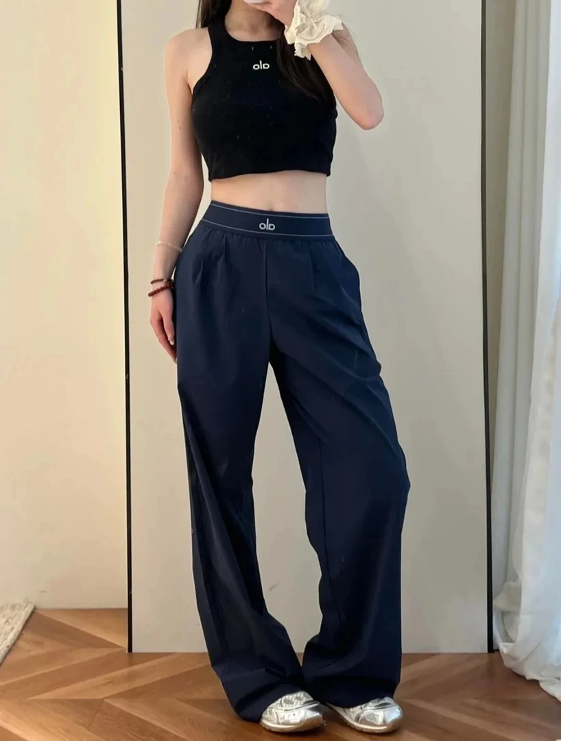 ALO运动瑜伽速干休闲长裤显瘦流线垂感百搭潮流拖地裤宽松阔腿