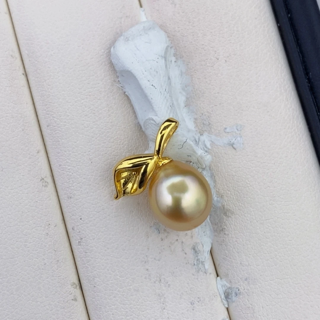 耳饰海水珍珠未镶嵌炫彩无暇金珠吊坠银10mm