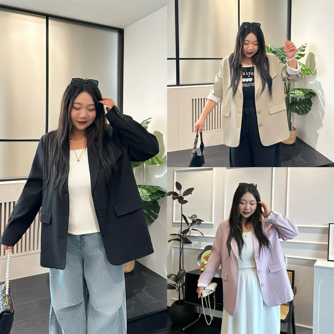 断码捡漏~大码女装秋季宽松花契200斤胖mm韩风通勤外套15630-H