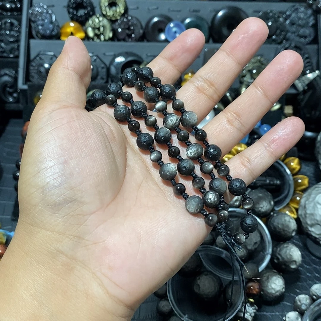 风***翩未镶嵌黑曜岩手链