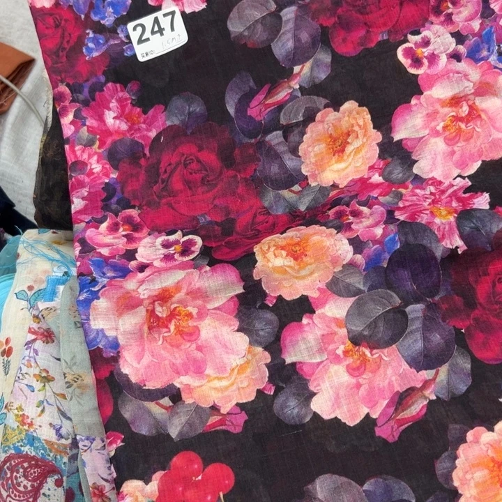 麻247黑底花纯苎麻1.5米正