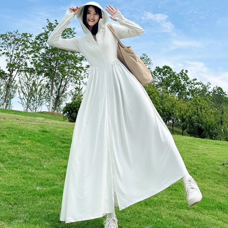 茉寻仲夏夏季女长款裙全身防紫外防晒服连衣裙收腰2025新款防晒衣