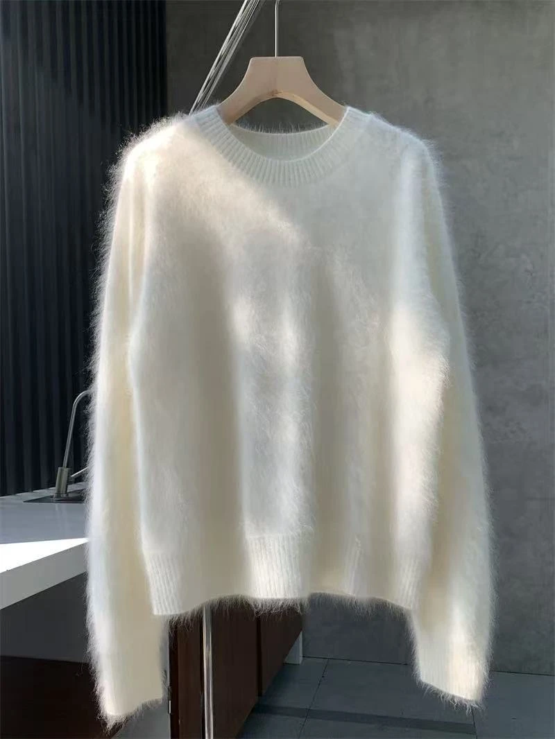 新款100%拉绒工艺氛围感百搭款山羊绒羊毛衫