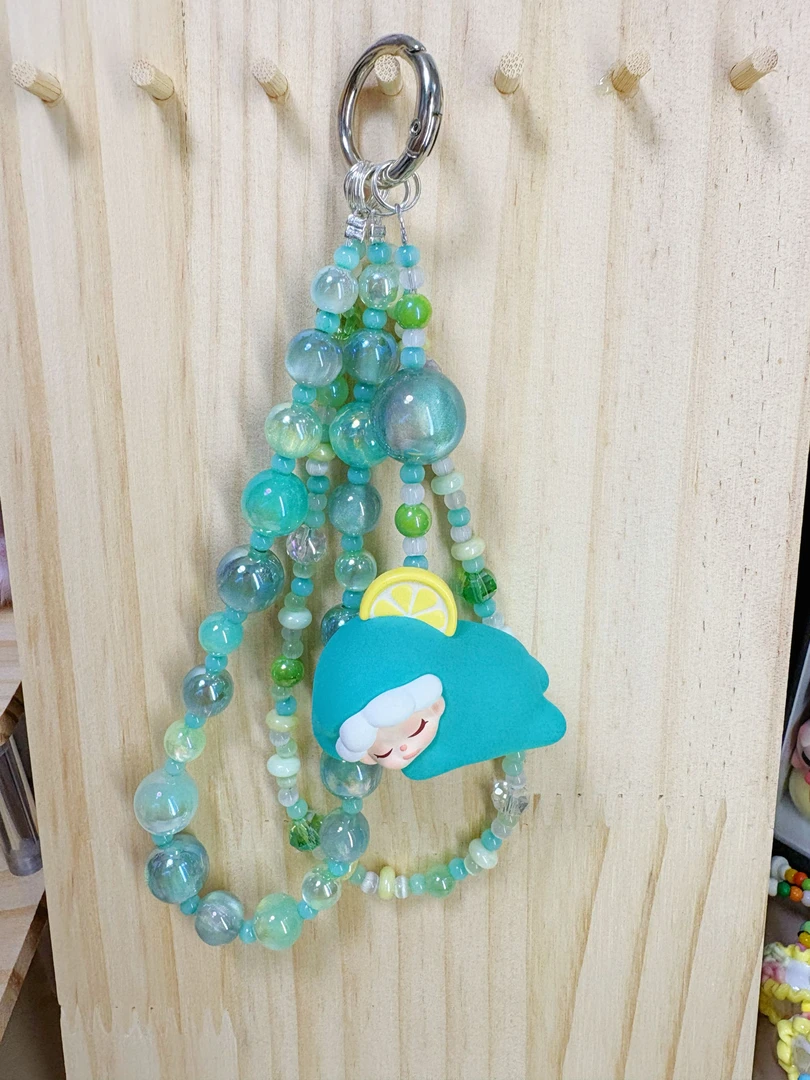 【苏沫潮玩】萌粒手机挂链款手绘珠串钥匙扣挂件手机链diy创意个性