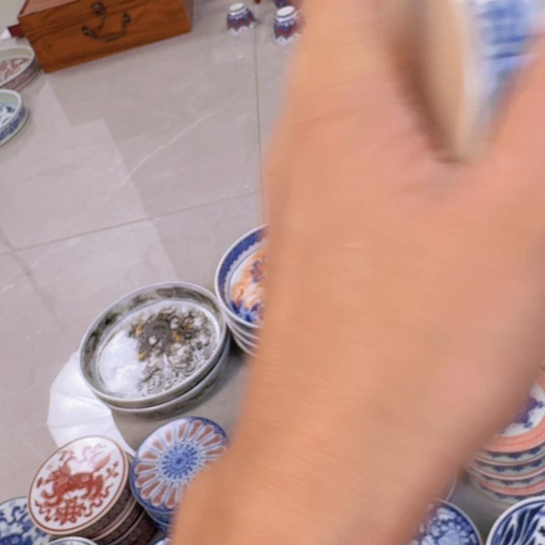 瓷片青花国色天香盖置景德镇