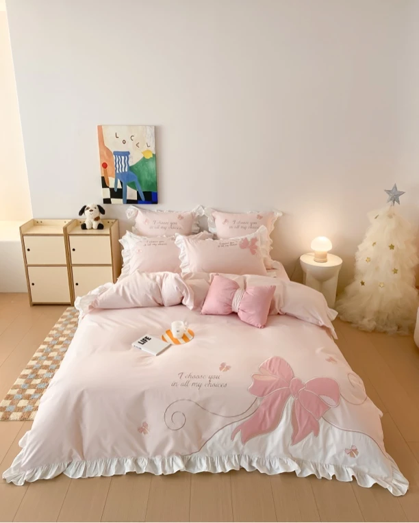 小玲子 蝴蝶结 120支全棉磨毛 亲子 可爱 亲肤 柔软 套件