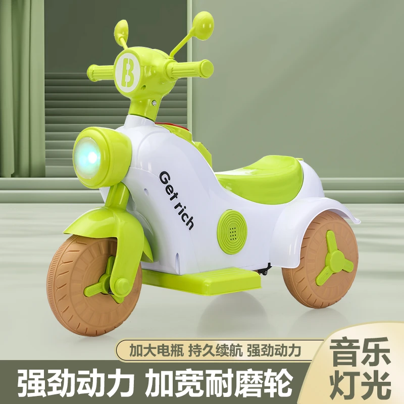 儿童电动摩托车玩具1-6岁可爱造型三轮电动木兰车
