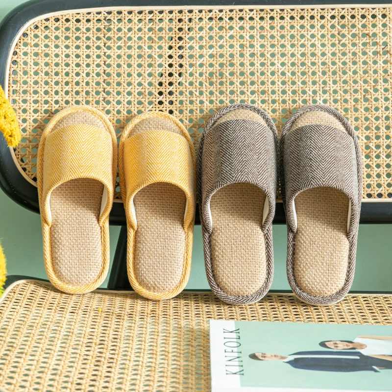 四季通用防滑透气不磨脚亚麻居家拖鞋情侣款家用棉麻居家室内静音