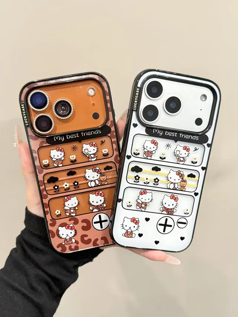 Kitty豹纹镂空适用苹果17promax/16手机壳小众防摔搭配爱马仕橙