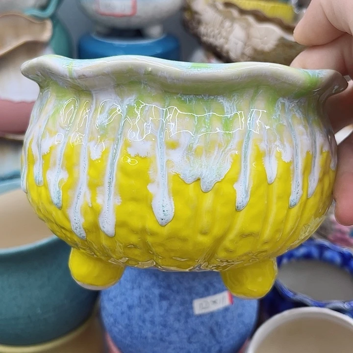 多肉绿植陶瓷花盆9.9包邮，有孔