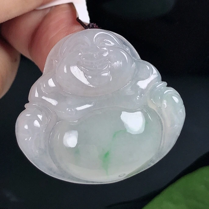 缅甸天然翡翠A货，厚装冰种飘金丝绿大佛公吊坠冰透时尚正品玉佛