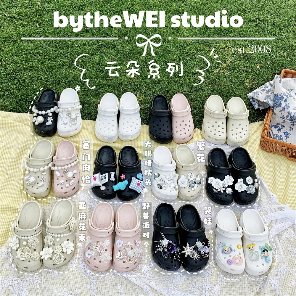 bytheWEI【小云朵】4.1增高带足弓支撑厚底洞洞鞋两穿EVA凉鞋外穿