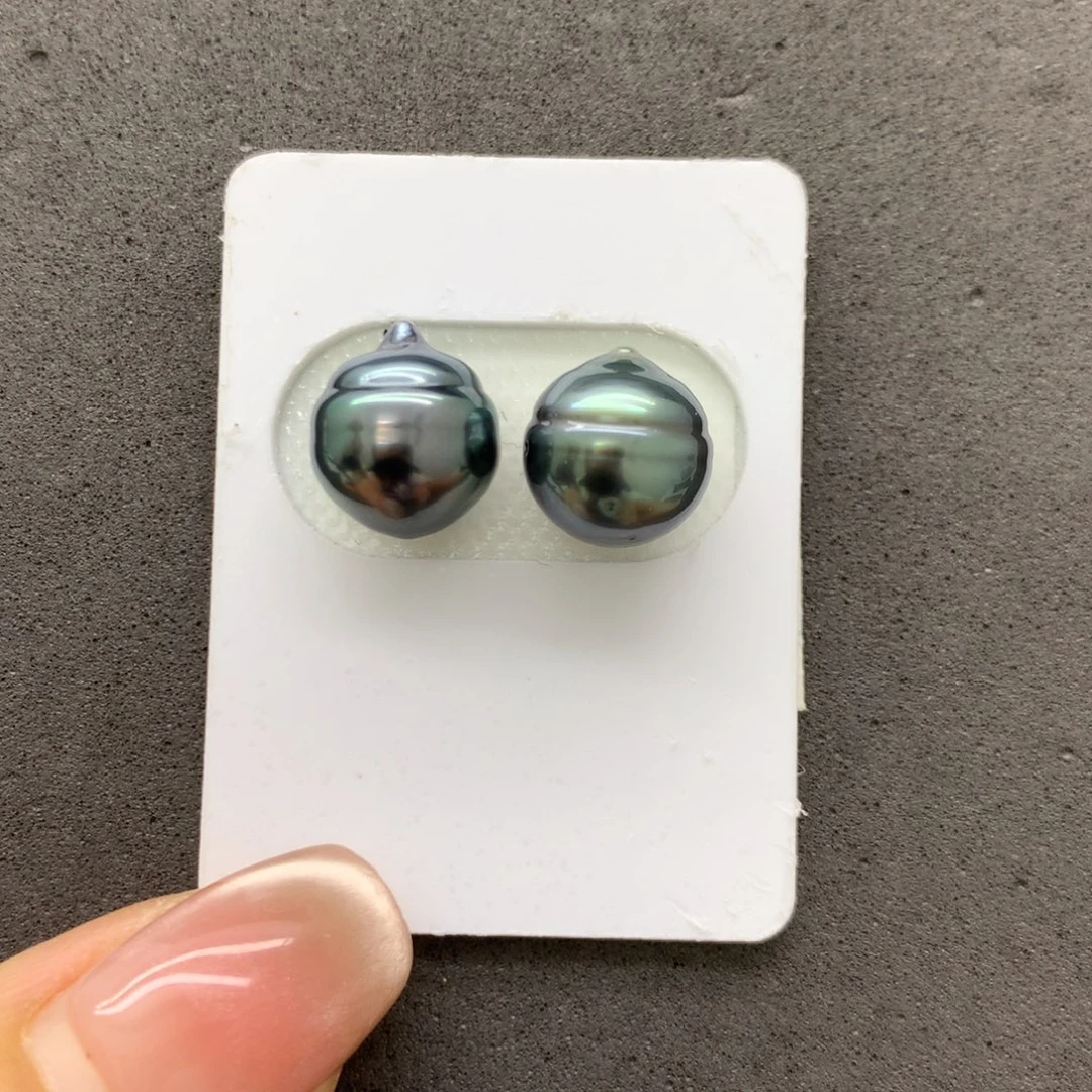 海水珍珠裸珠大溪地螺纹对珠9-10mm