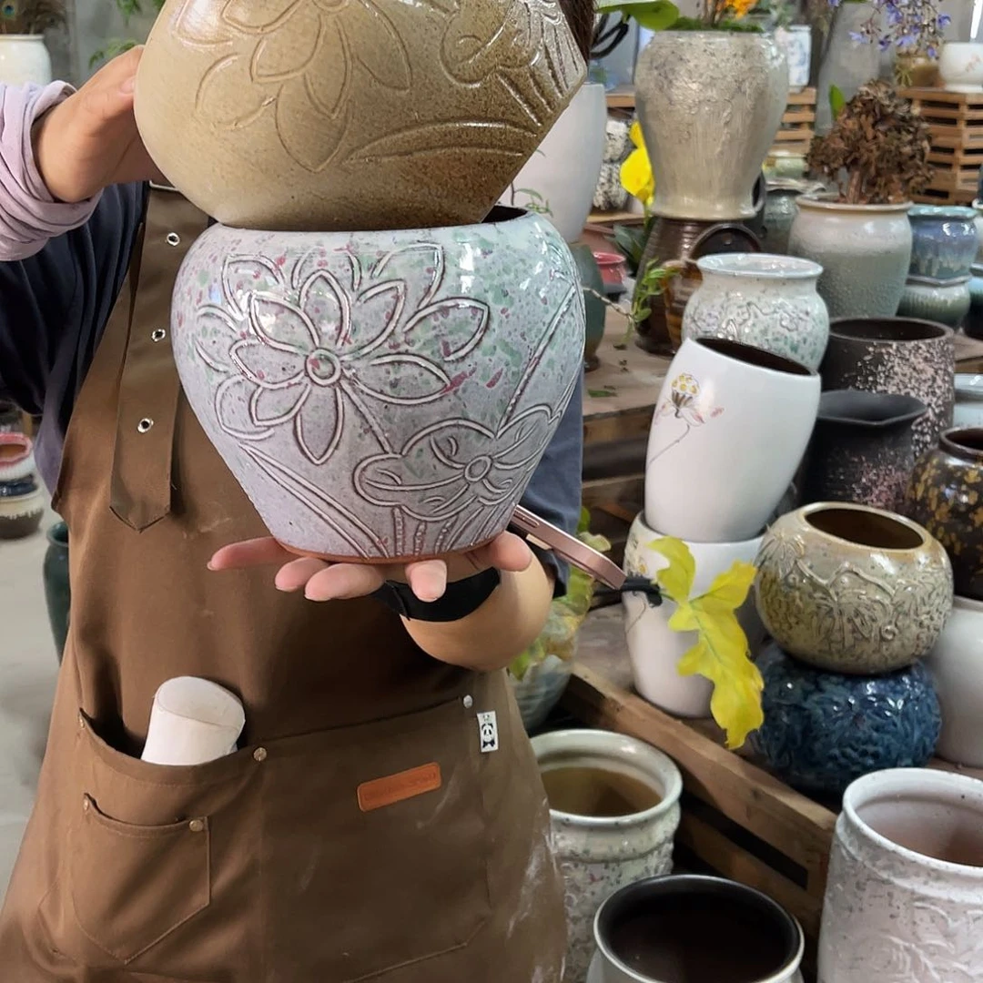 紫砂花盆高度18口径16厘米
