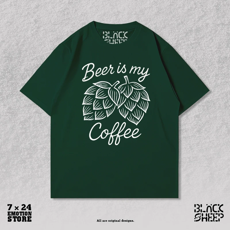 重磅夏季正肩短袖男女生美式宽松百搭T恤复古绿色情绪嘴Tee多巴胺