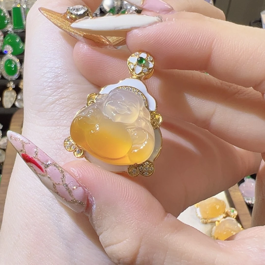 玛瑙/玉髓颈饰银S925镶嵌