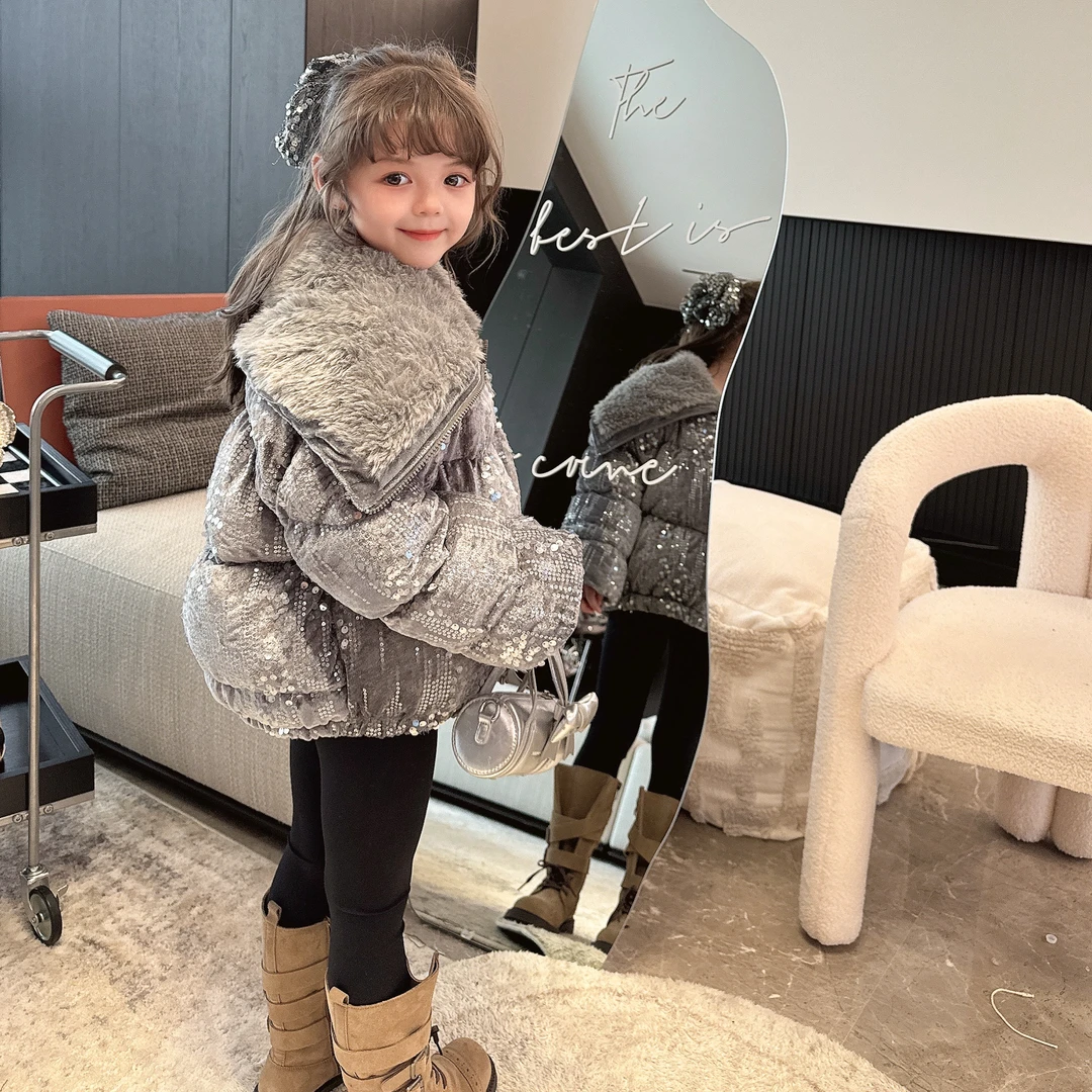 【Mantoumama】KK【新款】精致气质大翻领棉服女童秋冬甜美休闲可爱