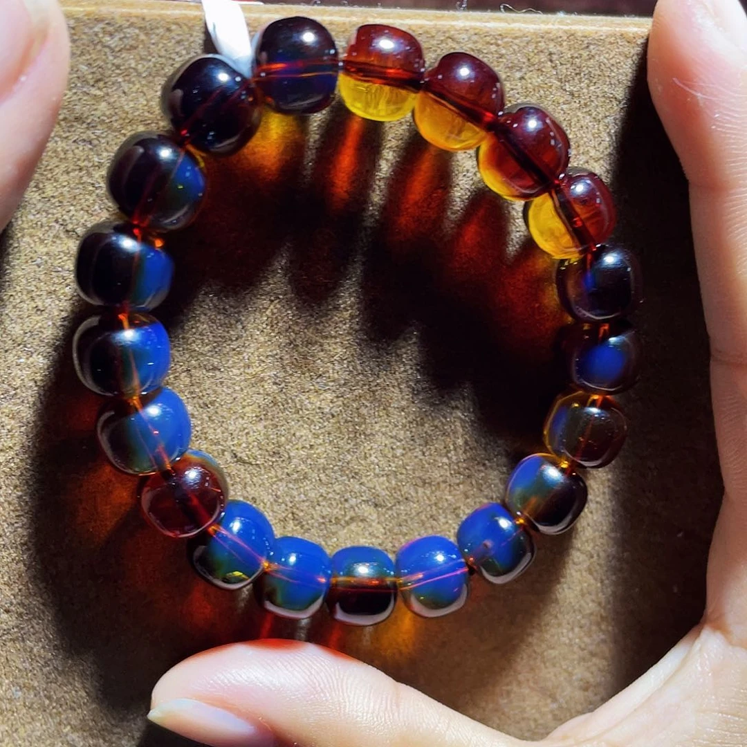 蓝珀裸石未镶嵌红蓝10老型