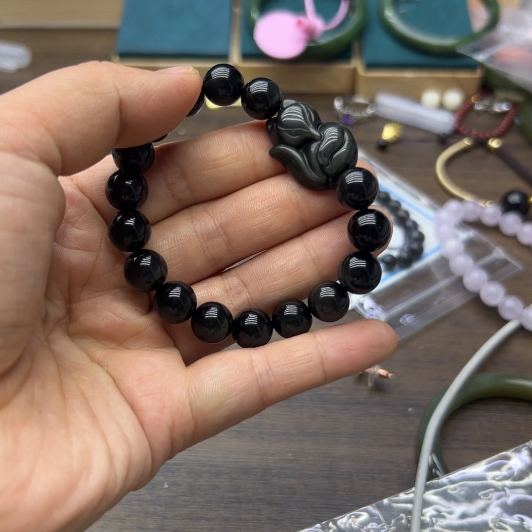 黑曜岩未镶嵌手链533