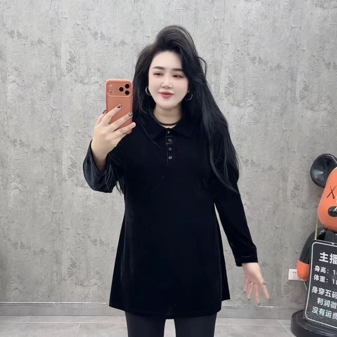 新款纽扣扣翻领长袖时尚百搭连衣裙