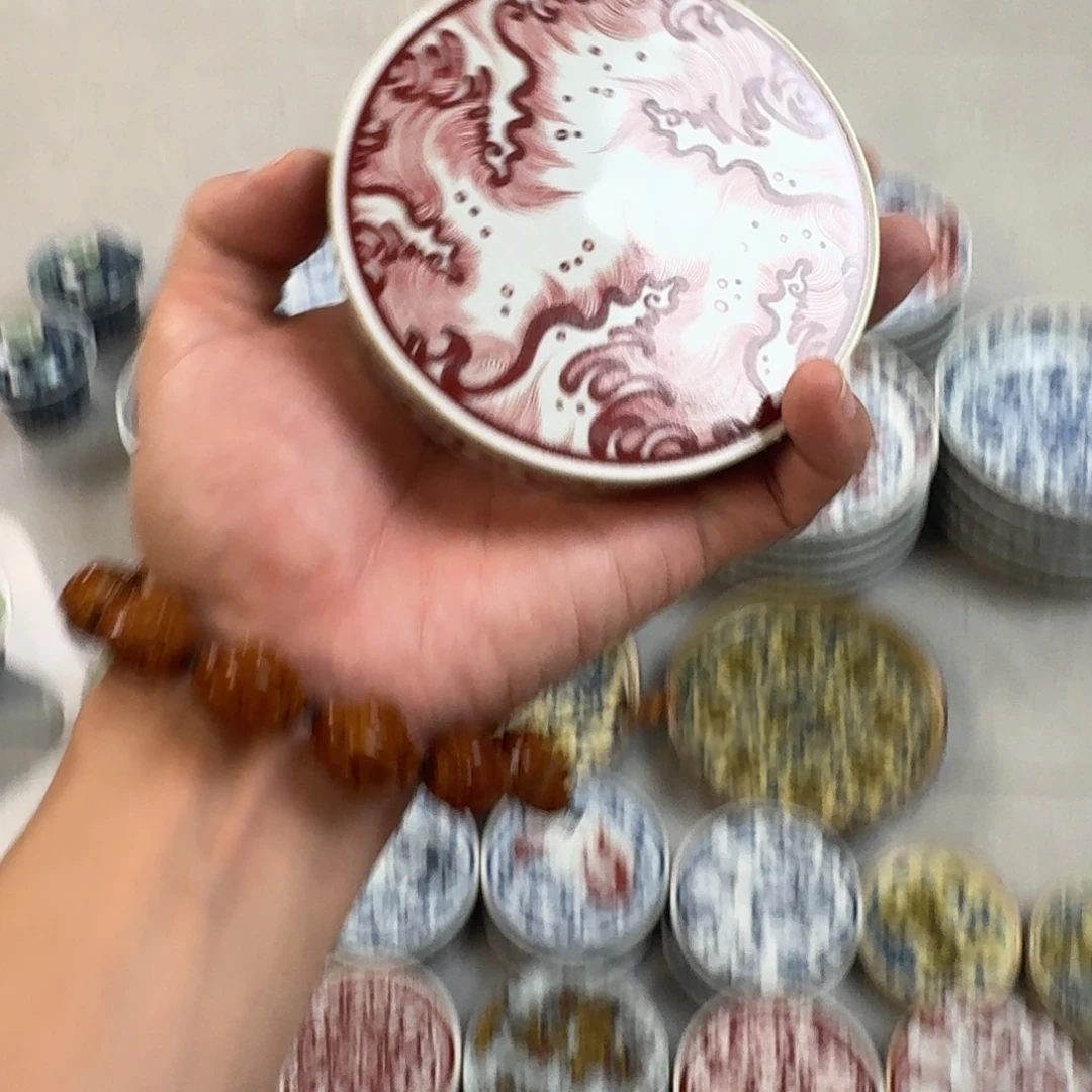杯釉里红江崖海水盖置