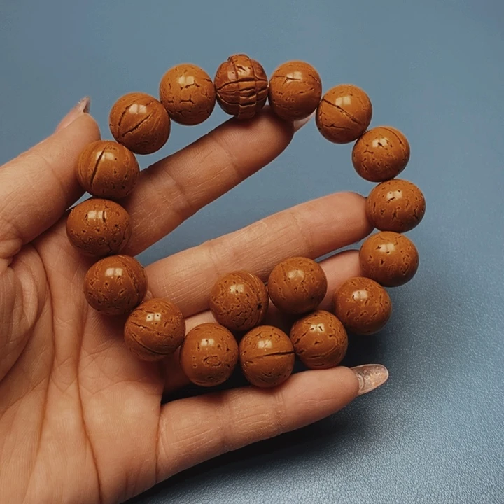 桃核手串苹果16花皮色差15颗